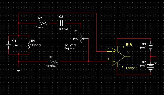 Oscilador puente de Wien con LM358.